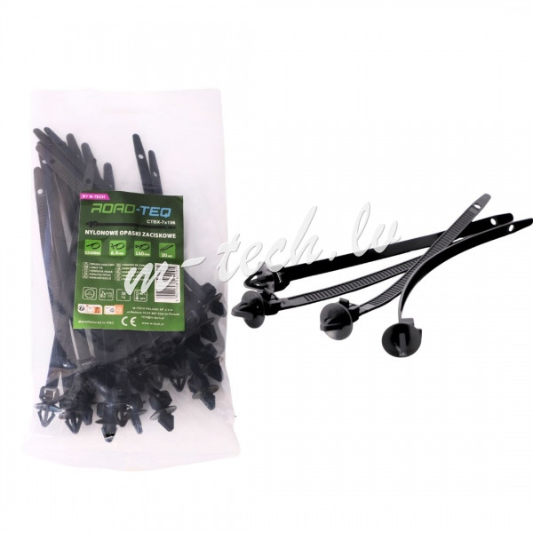 CTBX-7X156 - Nylonowe opaski zaciskowe z klipsem typ:X ROAD-TEQ w:6.8x156mm 20szt. czarne Рига - изображение 1