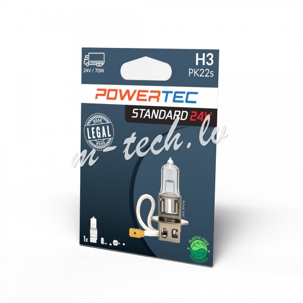 PTZ903-01B - Żarówka halogenowa POWERTEC H3 24V 70W PK22s Rīga - foto 1