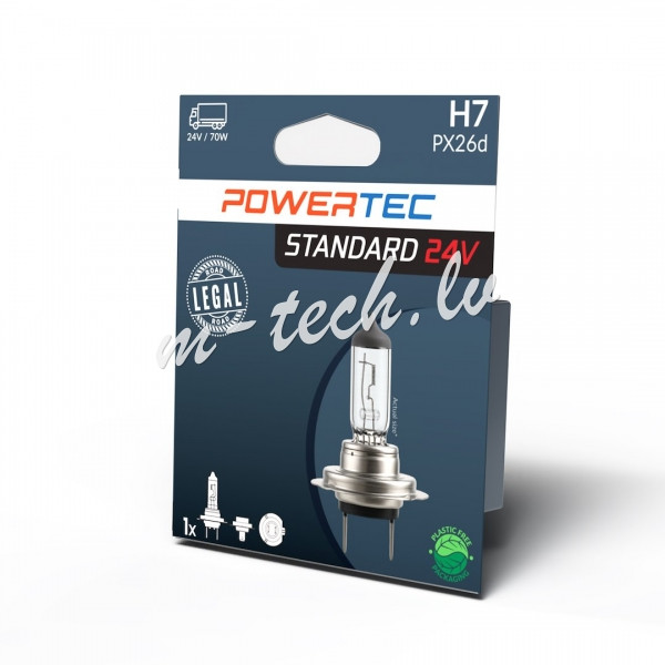 PTZ907-01B - Żarówka halogenowa POWERTEC H7 24V 70W PX26d Rīga - foto 1