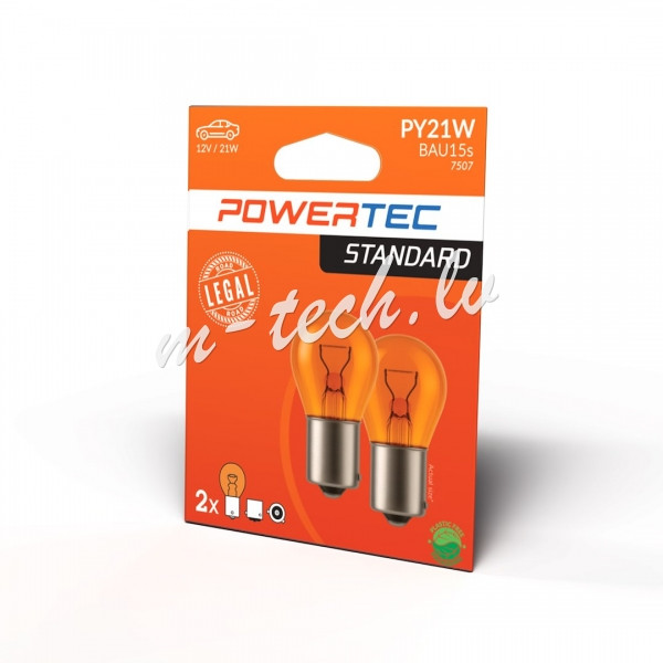 PTZ36-02B - Żarówka POWERTEC PY21W 12V 21W BAU15s AMBER Рига - изображение 1