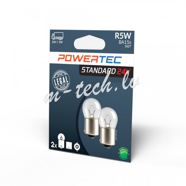PTZ930-02B - Żarówka POWERTEC R5W G18 24V 5W BA15s Rīga - foto 1