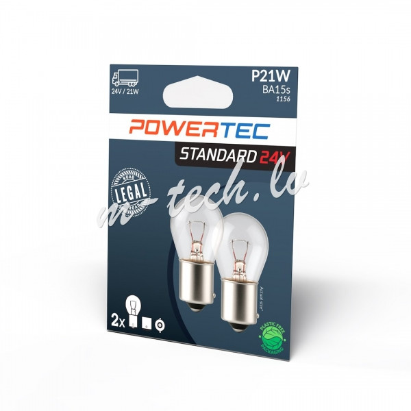 PTZ914-02B - Żarówka POWERTEC P21W 1156 S25 24V 21W BA15s Rīga - foto 1