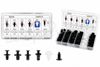 CT-RC10 - Car retainer clips - set 100pcs - Plastmasas Turētāji - UNSORTED PLASTMASAS TURĒTĀJS Rīga - foto 1