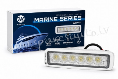 WLM101 - M-TECH Work Light Marine 18W 6x3W LED 6.0" 12/24V IP68 Flood - Darba Lukturis Jūras Transpo Рига - изображение 1