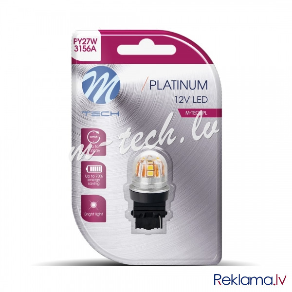 LB830Y-01B - Blister M-TECH Platinum LB830Y-01B - PY27W. 12-24V 15x2835SMD. CANBUS. Amber Rīga - foto 1