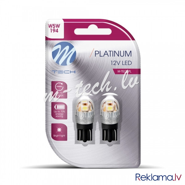 LB835W-02B - Blister M-TECH Platinum LB835W-02B -T10 W5W. 12-24V 5x2835SMD 1W. White Rīga - foto 1