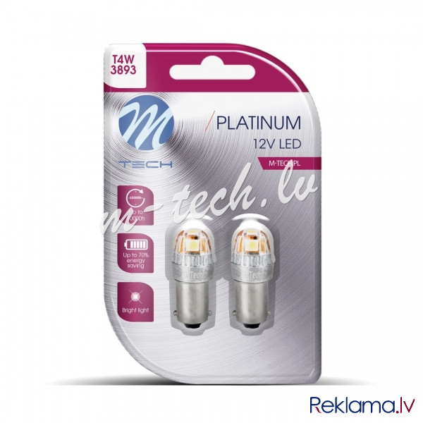 LB837W-02B - Blister M-TECH Platinum LB837W-02B - BA9s T4W. 12-24V 5x2835SMD 1W. White Rīga - foto 1