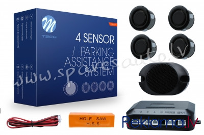 CP17B - M-TECH 4-sensor parking assist system with buzzer 4X 18mm - BLACK - Parking Sensori Komplekt Rīga - foto 1