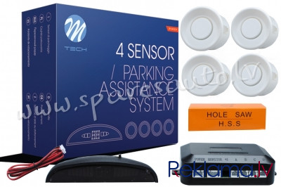 CP4W - Parking assist system - CP4 with digital display - white - Parking Sensori Komplekts - UNSORT Rīga - foto 1