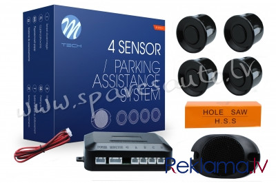 CP7B - M-TECH 4-sensor parking assist system with buzzer 4X 22mm - BLACK - Parking Sensori Komplekts Rīga - foto 1