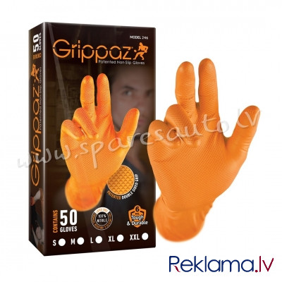 GLV-GRP-O-XL - Grippaz Nitrile Fishscale 240mm 6mil 50pcs/box Orange Size 10 XL - Aksesuāri - UNSORT Rīga - foto 1