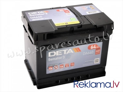 K-DA640 - Akumulators DETA SENATOR3 DA640 12V 64Ah 640A(EN) 242x175x190 0/1 - Akumulators - UNSORTED Рига - изображение 1