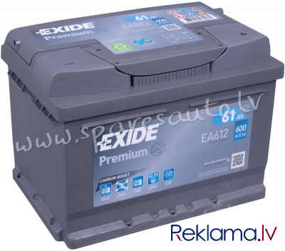 K-EA612 - Akumulatots EXIDE PREMIUM EA612 12V 61Ah 600A(EN) 242 x175x 175 0/1 - Akumulators - UNSORT Рига - изображение 1