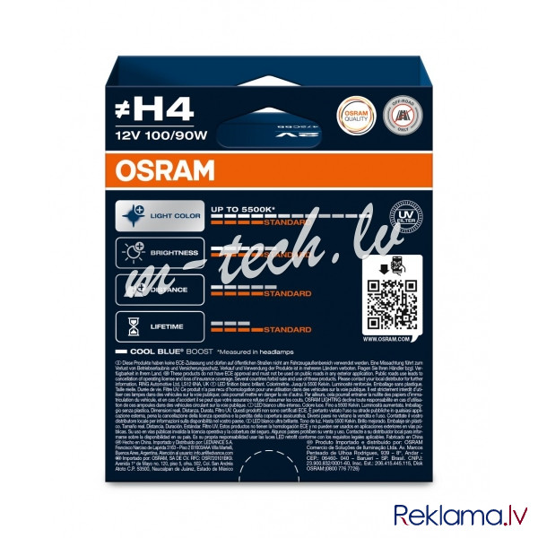 O62193CBB-2HB - OSRAM COOL BLUE BOOST 62193CBB-2HB ~H4 P43t 12V 100/90W Rīga - foto 1