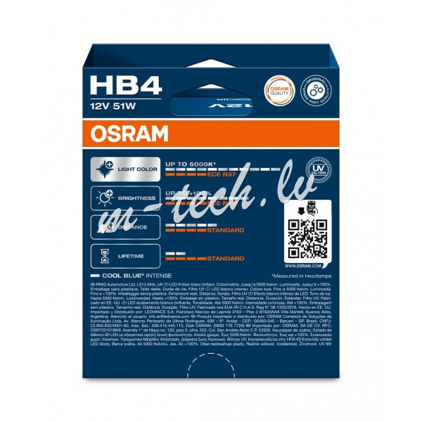 O9006CBN-2HB - OSRAM COOL BLUE INTENSE 9006CBN-2HB HB4 P22d 12V 51W Rīga - foto 2