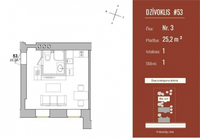 Ilgtspējīgs studio tipa dzīvoklis renovētā ēkā- Krāsotāju 13 projektā.  Projekts atrodas Rīga - foto 14